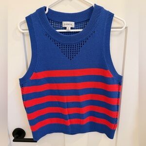 Evereve Perforated Blue Knit Pullover